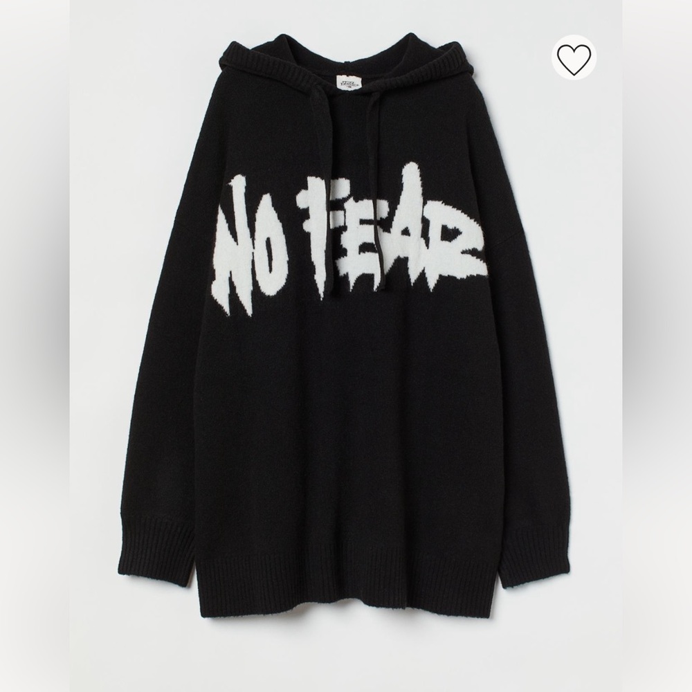 H&M x NO FEAR collab oversized knit hoodie.